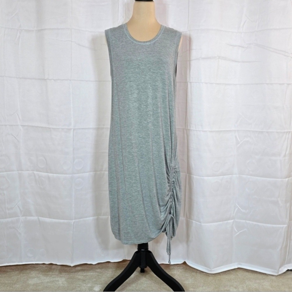 Zella Womens XL Gray Heathered Side Ruched Sleeveless Modal Midi Dress